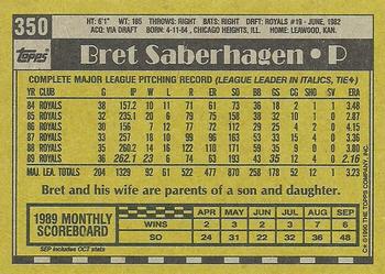 1990 Topps #350 Bret Saberhagen Back