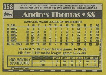 1990 Topps #358 Andres Thomas Back