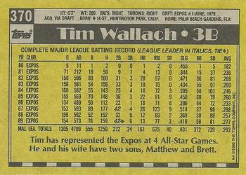 1990 Topps #370 Tim Wallach Back