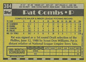 1990 Topps #384 Pat Combs Back