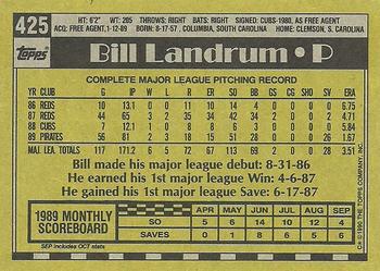 1990 Topps #425 Bill Landrum Back