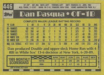 1990 Topps #446 Dan Pasqua Back