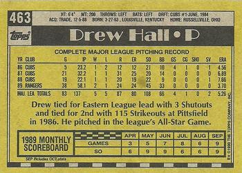 1990 Topps #463 Drew Hall Back