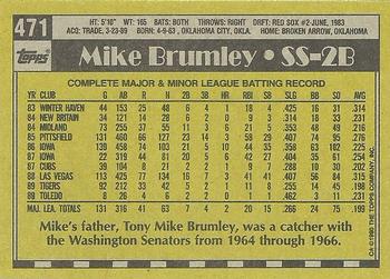 1990 Topps #471 Mike Brumley Back