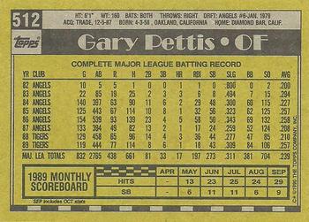 1990 Topps #512 Gary Pettis Back
