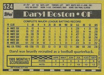 1990 Topps #524 Daryl Boston Back
