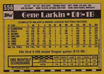 1990 Topps #556 Gene Larkin Back