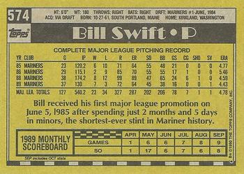 1990 Topps #574 Bill Swift Back