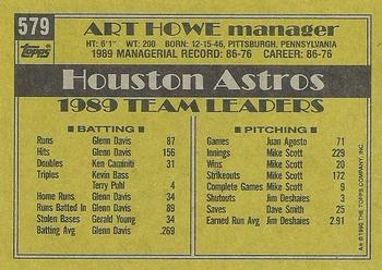 1990 Topps #579 Art Howe Back