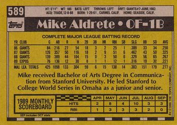 1990 Topps #589 Mike Aldrete Back