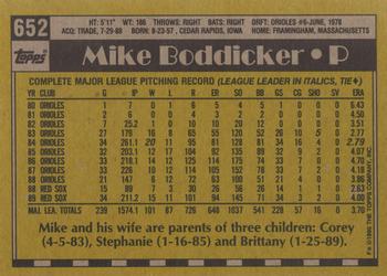 1990 Topps #652 Mike Boddicker Back