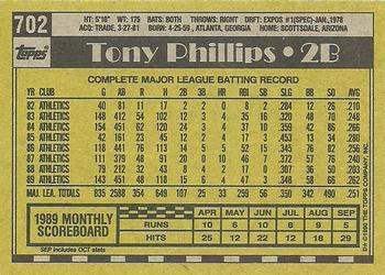 1990 Topps #702 Tony Phillips Back