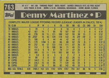 1990 Topps #763 Denny Martinez Back