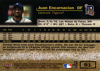 2001 Fleer Triple Crown #81 Juan Encarnacion Back