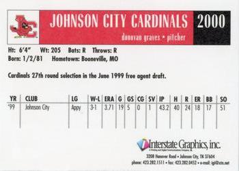 2000 Johnson City Cardinals #NNO Donovan Graves Back