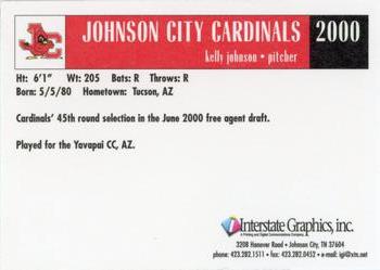 2000 Johnson City Cardinals #NNO Kelly Johnson Back