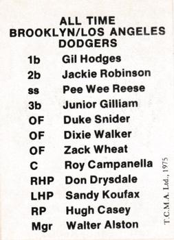 1975 TCMA All Time Brooklyn / Los Angeles Dodgers #NNO Gil Hodges Back