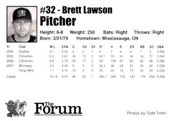 2008 Fargo-Moorhead RedHawks #NNO Brett Lawson Back