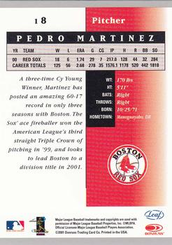 2001 Leaf Certified Materials #18 Pedro Martinez Back