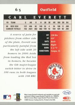 2001 Leaf Certified Materials #65 Carl Everett Back