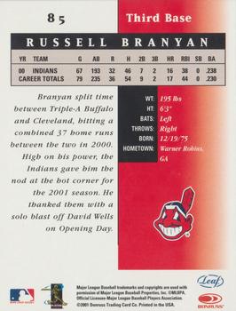 2001 Leaf Certified Materials #85 Russell Branyan Back