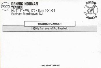 1990 SportsPrint Carolina League All-Stars #33 Dennis Noonan Back