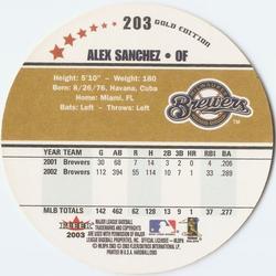 2003 Fleer Hardball - Gold Edition #203 Alex Sanchez Back