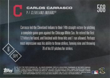 2017 Topps Now #568 Carlos Carrasco Back
