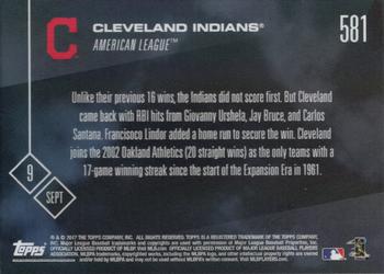 2017 Topps Now #581 Cleveland Indians Back