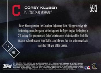 2017 Topps Now #593 Corey Kluber Back