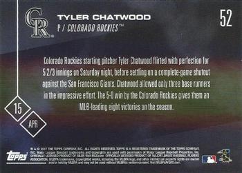 2017 Topps Now #52 Tyler Chatwood Back