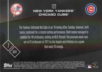 2017 Topps Now #122 New York Yankees / Chicago Cubs Back