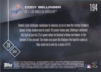 2017 Topps Now #194 Cody Bellinger Back