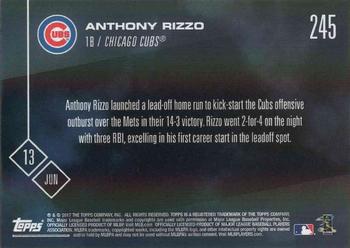 2017 Topps Now #245 Anthony Rizzo Back