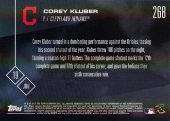 2017 Topps Now #268 Corey Kluber Back