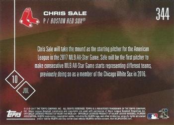 2017 Topps Now #344 Chris Sale Back