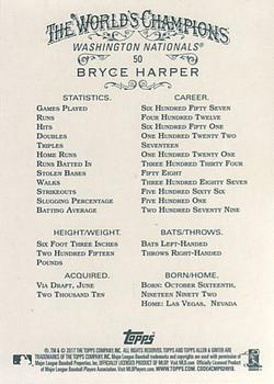 2017 Topps Allen & Ginter #50 Bryce Harper Back