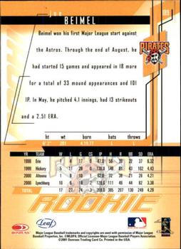 2001 Leaf Rookies & Stars #189 Joe Beimel Back