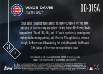 2017 Topps Now Road to Opening Day Chicago Cubs #OD-315A Wade Davis Back