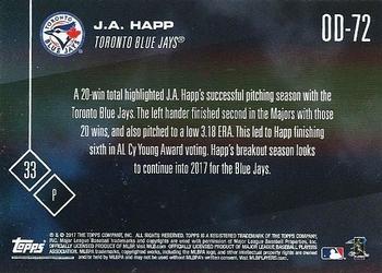 2017 Topps Now Road to Opening Day Toronto Blue Jays #OD-72 J.A. Happ Back
