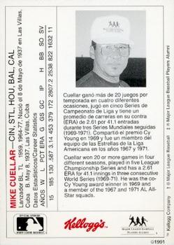 1991 Kellogg's Leyendas Hispanas del Beisbol (Spanish Legends of Baseball) #NNO Mike Cuellar Back