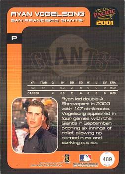 2001 Pacific #489 Ryan Vogelsong Back