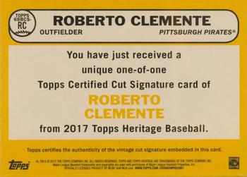 2017 Topps Heritage - 1968 Baseball Cut Signatures #68BCS-RC Roberto Clemente Back