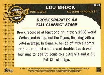 2017 Topps Heritage - Baseball Flashbacks #BF-LB Lou Brock Back