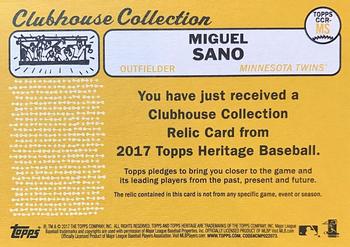 2017 Topps Heritage - Clubhouse Collection Relics #CCR-MS Miguel Sano Back