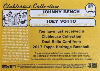 2017 Topps Heritage - Clubhouse Collection Dual Relics #CCDR-BV Joey Votto / Johnny Bench Back