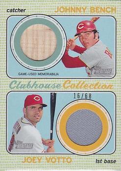 2017 Topps Heritage - Clubhouse Collection Dual Relics #CCDR-BV Joey Votto / Johnny Bench Front