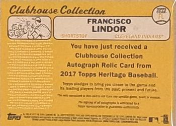2017 Topps Heritage - Clubhouse Collection Autographed Relics #CCAR-FL Francisco Lindor Back