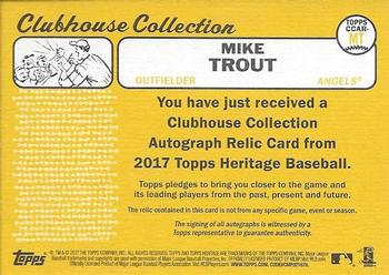 2017 Topps Heritage - Clubhouse Collection Autographed Relics #CCAR-MT Mike Trout Back