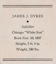 1933 Tattoo Orbit (R305) #NNO Jimmie Dykes Back
